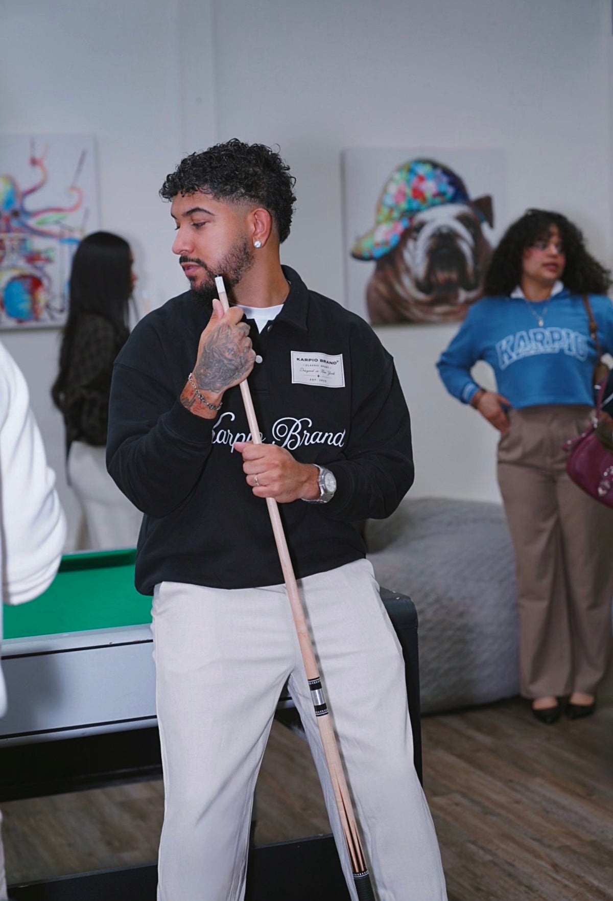 Calligraphy Polo-Collar Sweatshirt
