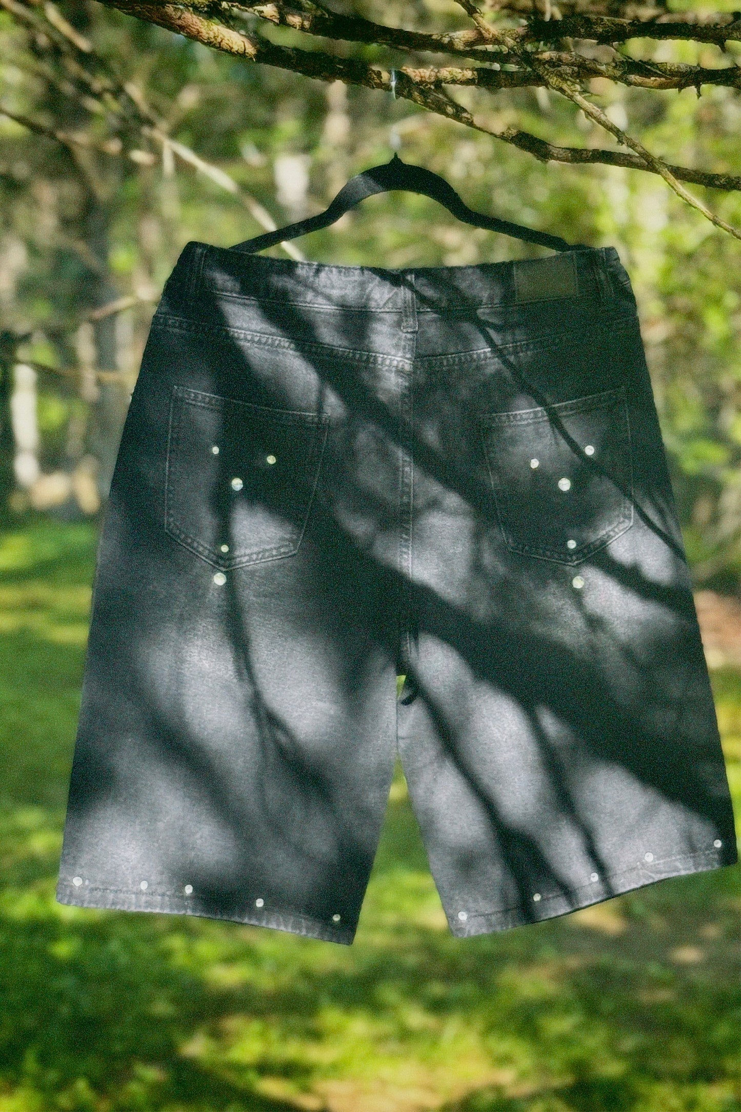 Black Denim Rhinestone Short