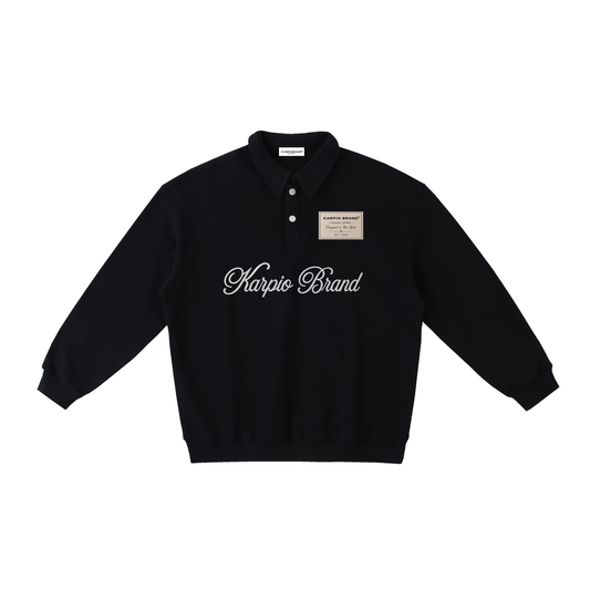 Calligraphy Polo-Collar Sweatshirt