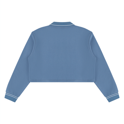 College Crop Collared Sweatshirt