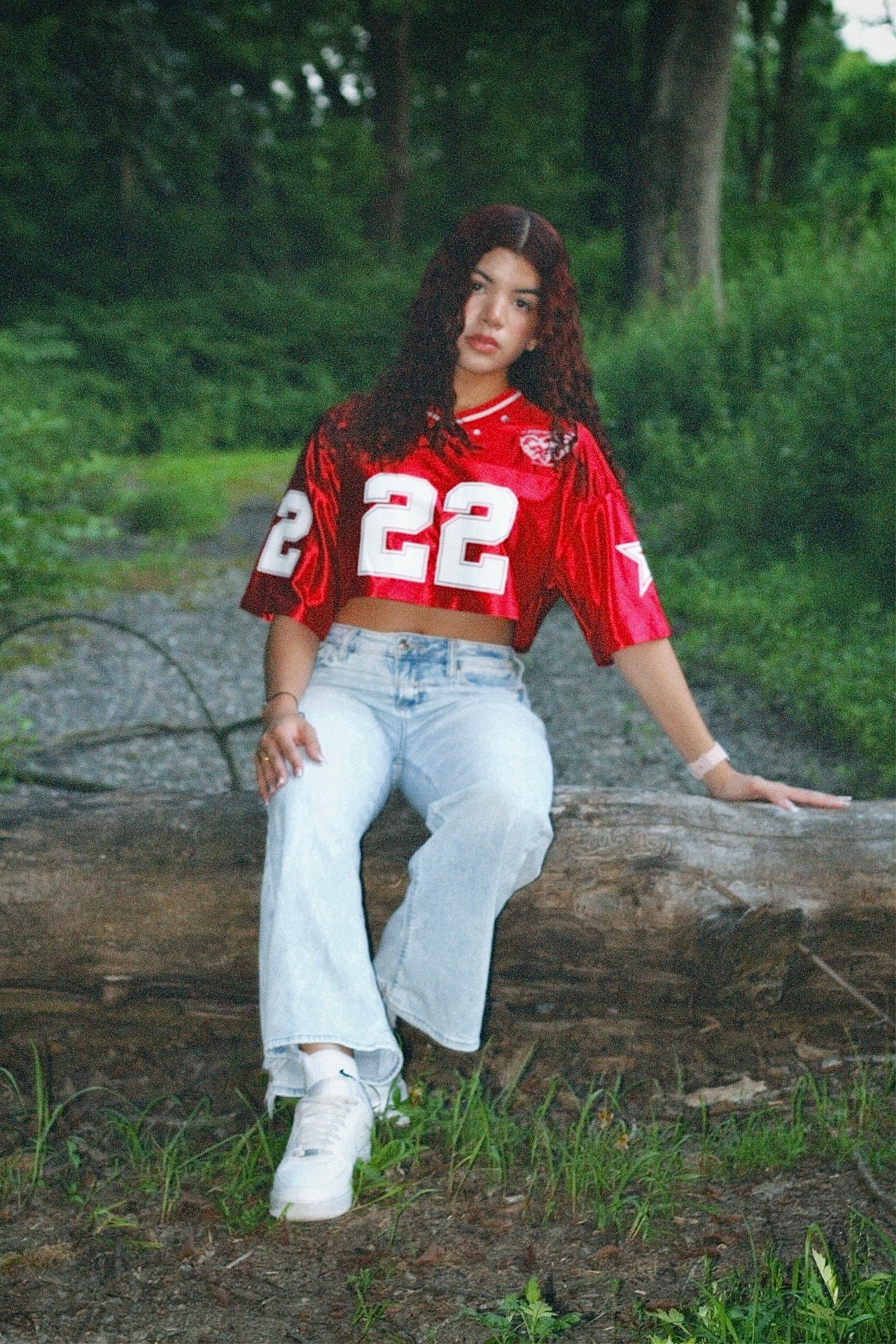 Red Crop Rhinestone T-Shirt