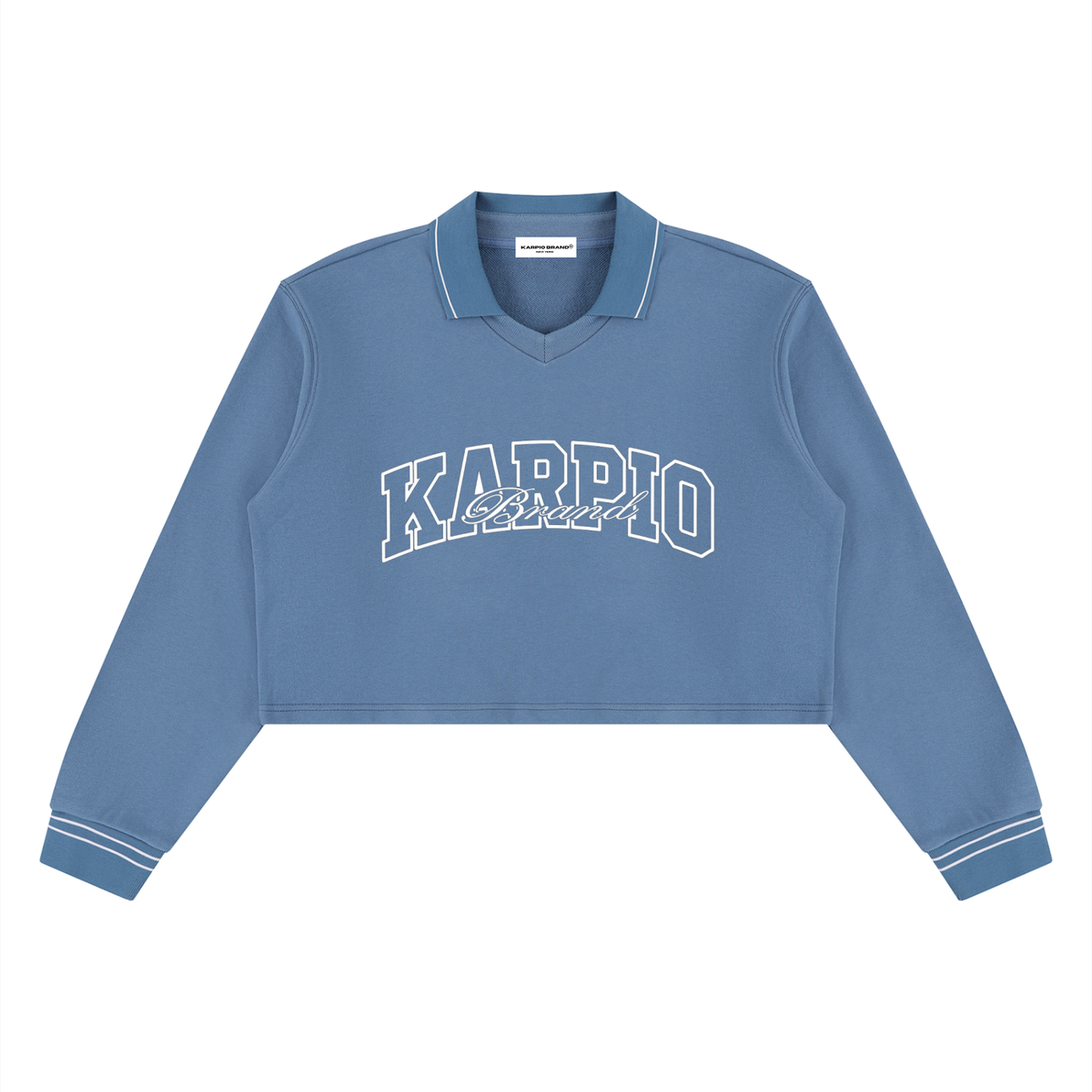 College Crop Collared Sweatshirt